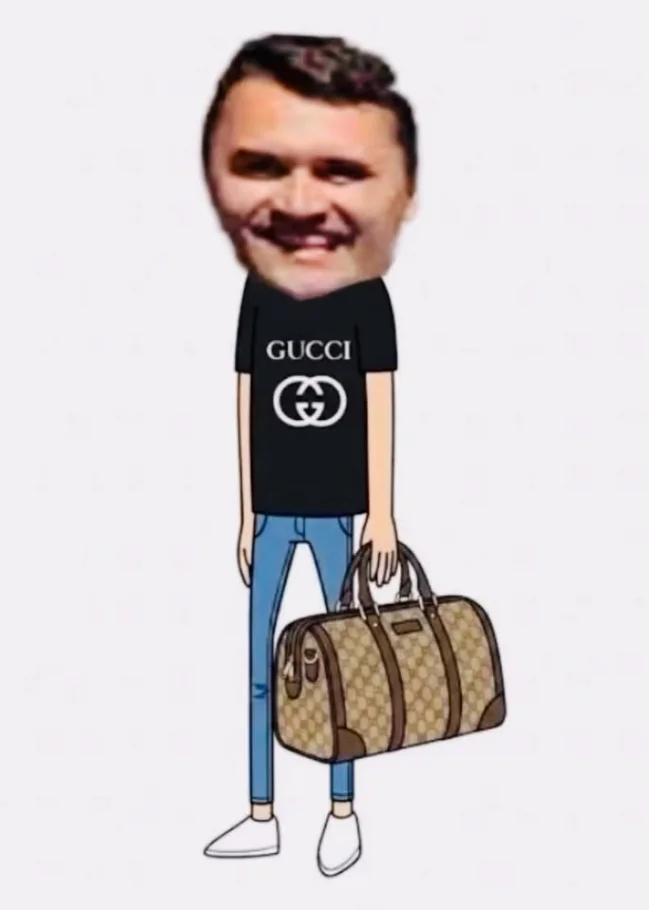 A cartoon of a man with a bag