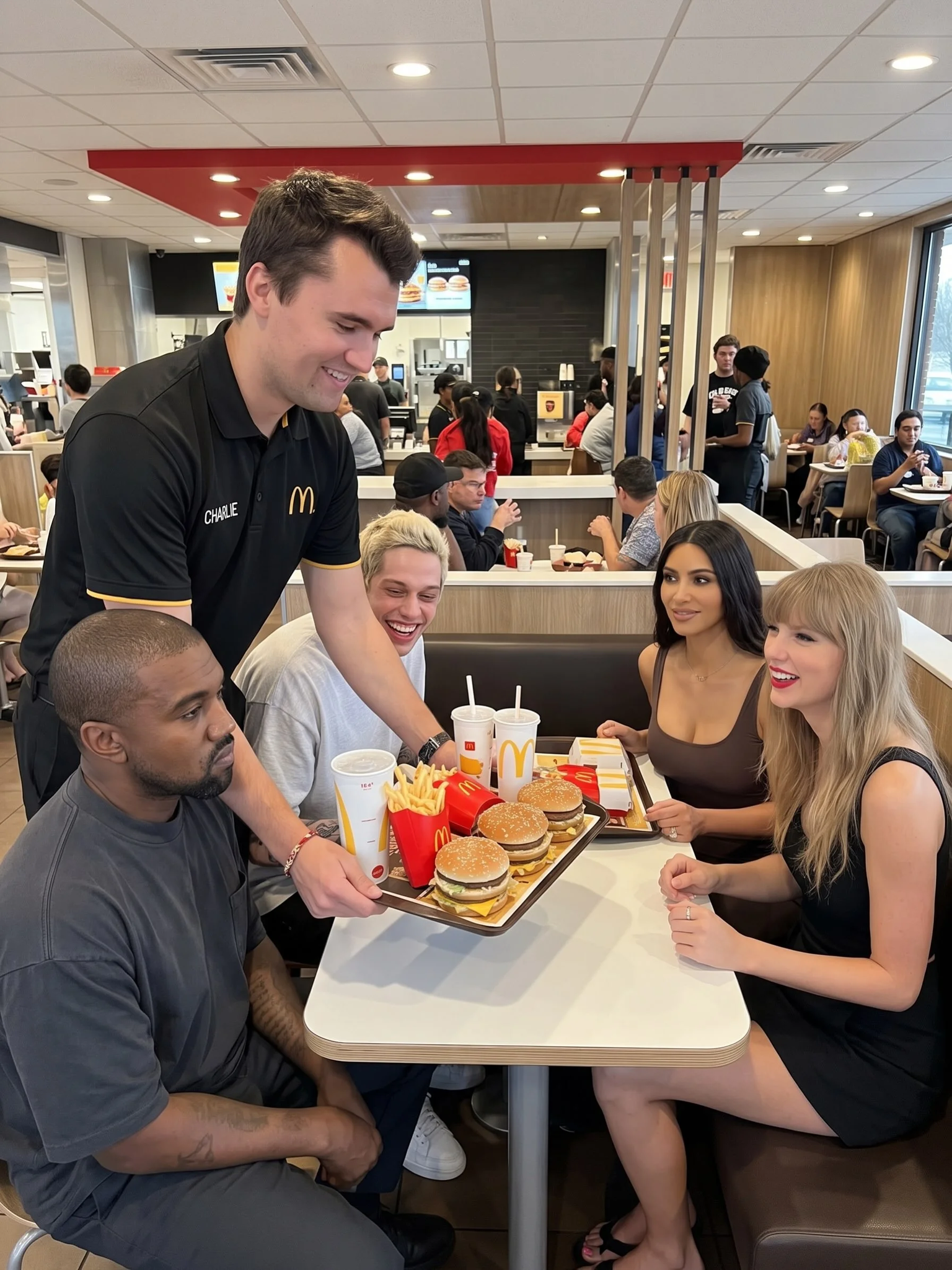 A man and woman sitting at a table eating food