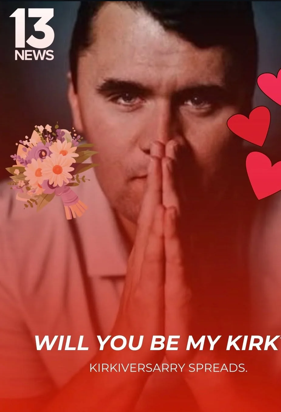 A man with his hands on his face and a heart