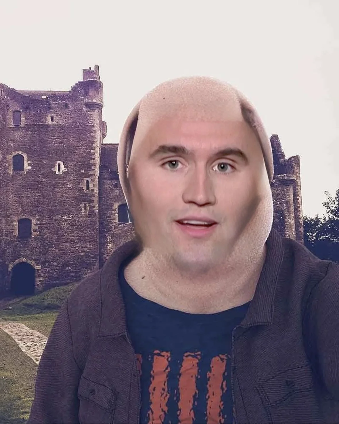 A man with a bald hair and a hoodie
