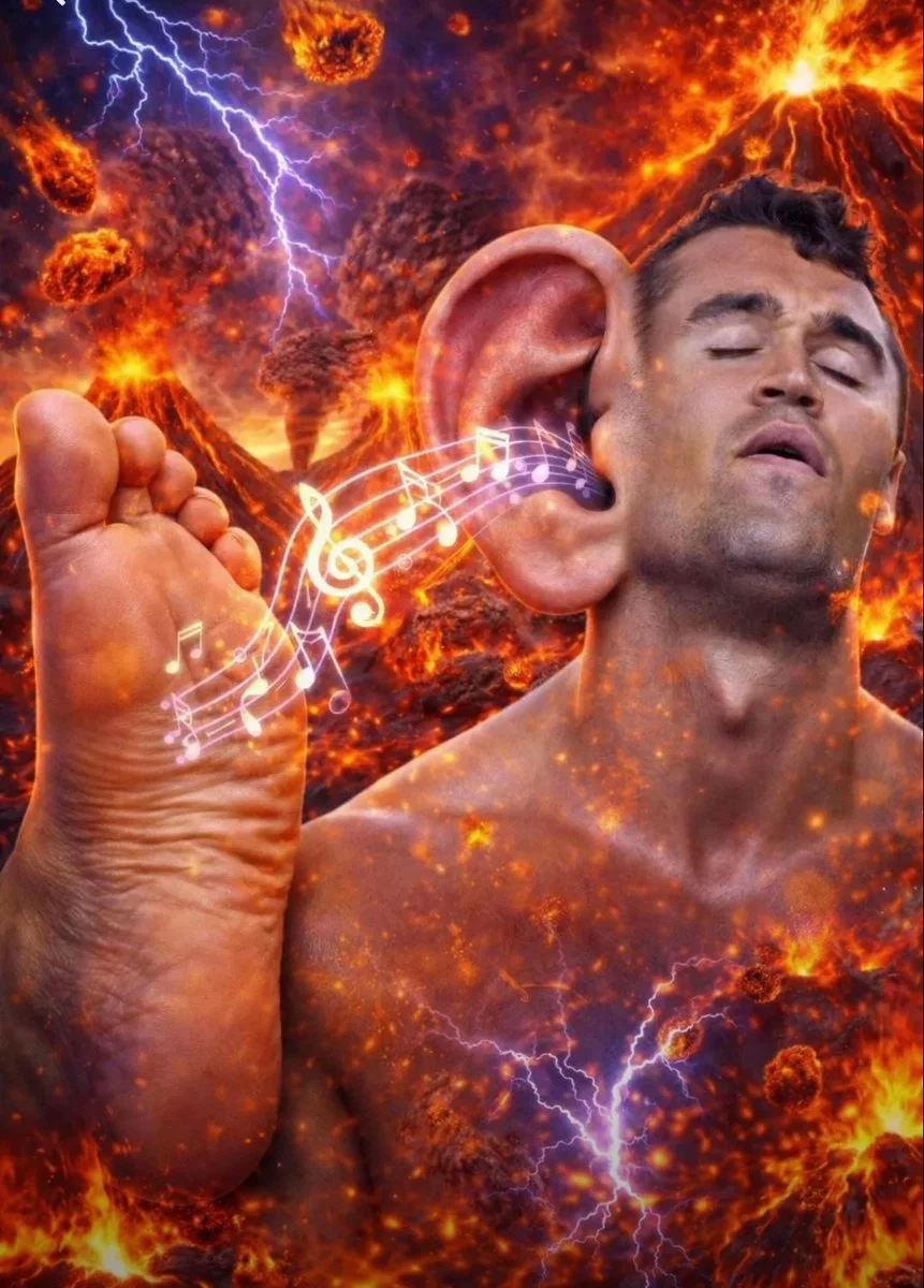 A man with a lightning in his ear
