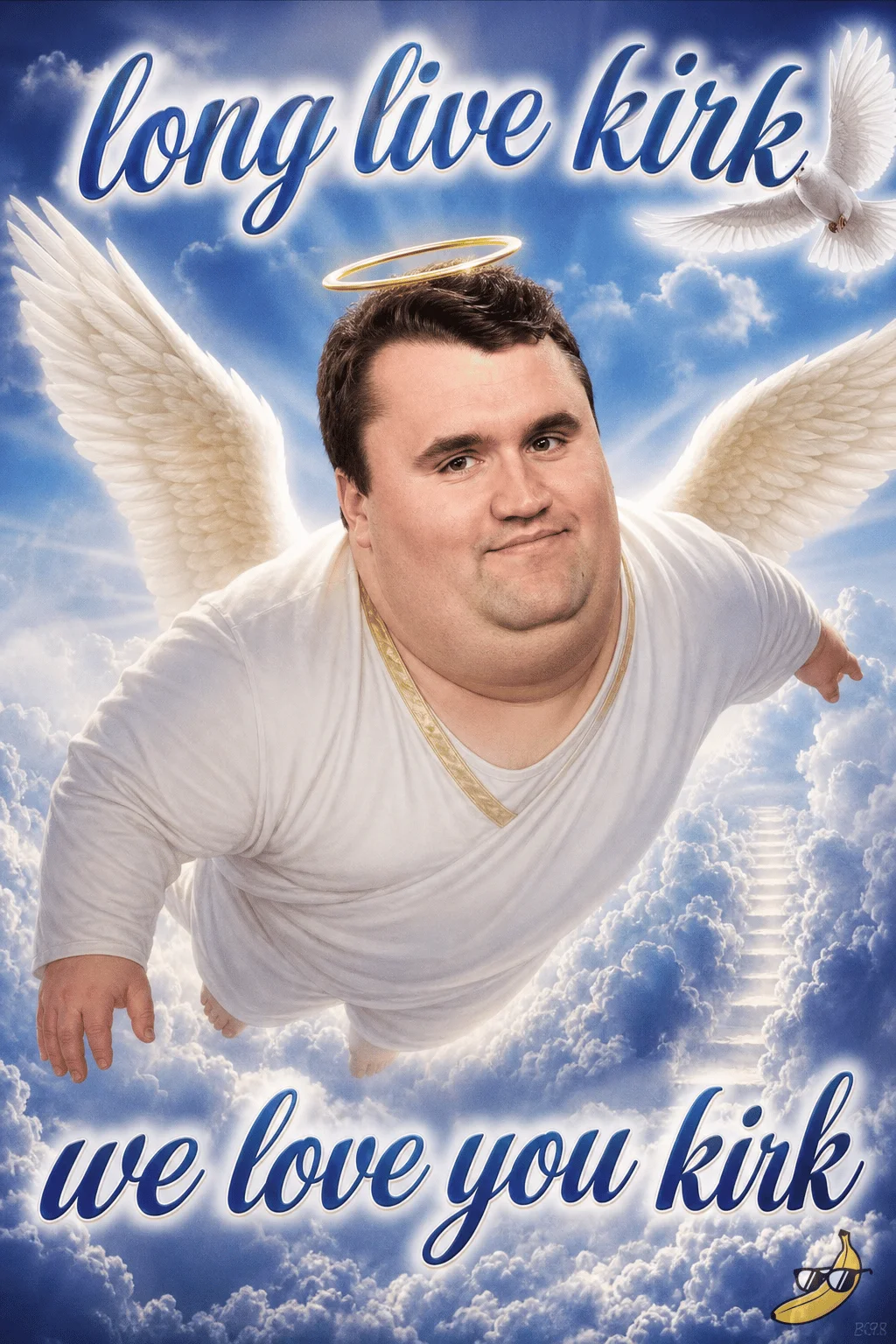 A man with wings flying in the sky