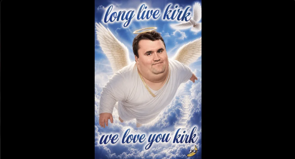 A man with wings and a white shirt