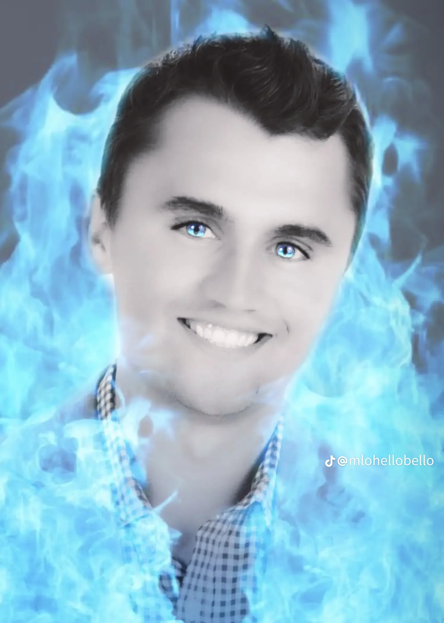 A man with blue smoke in his mouth