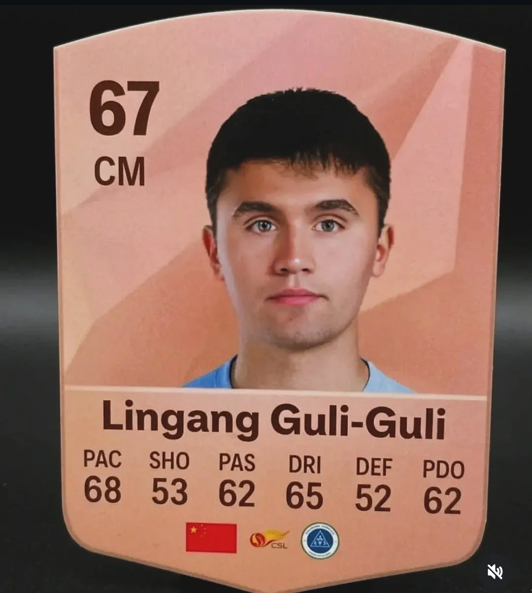 A man with a face on a card